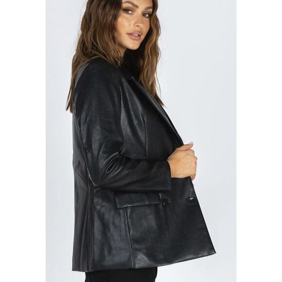 Princess Polly BLACK FAUX LEATHER DOUBLE BREASTED BLAZER JACKET PLUS SZ 20 NEW - Picture 6 of 16